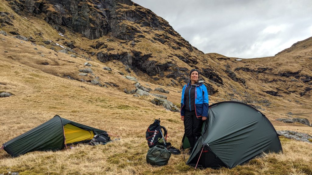 Mia camping in Scotland